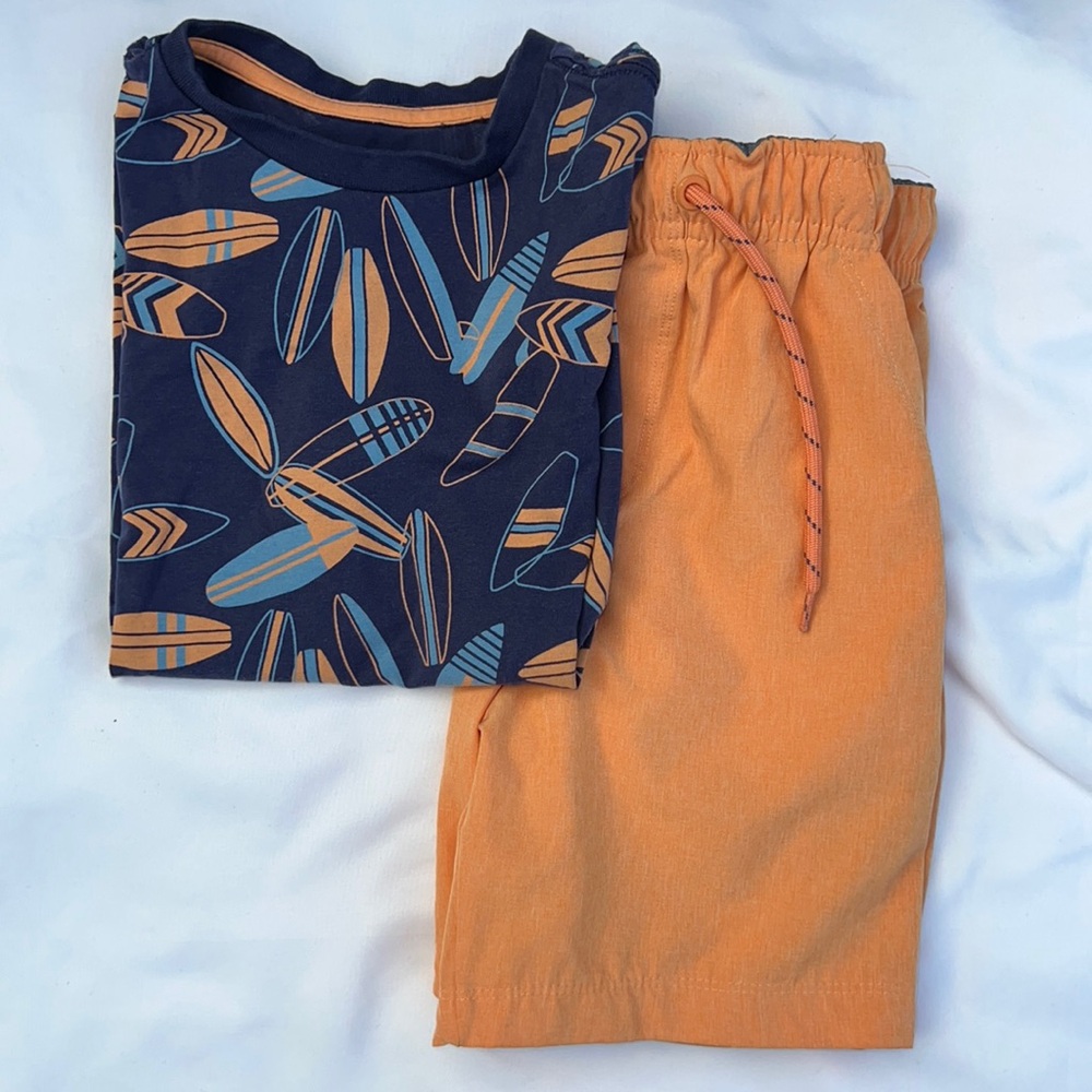 Tommy Bahama Blue Orange Surfer Shirt Orange Quick Dry Shorts‎ Matching Set Boys